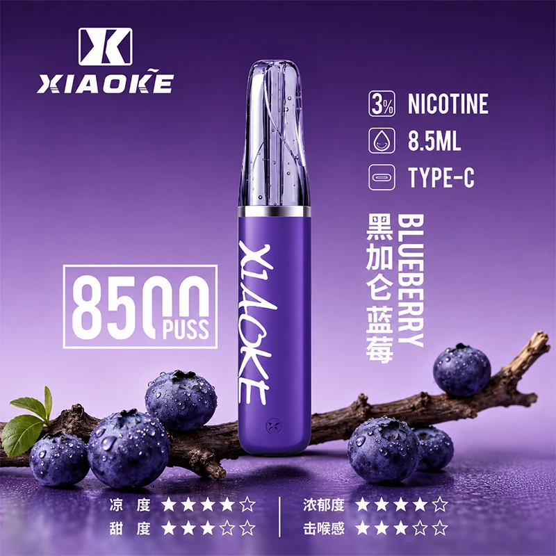XIAOKE梟客拋棄式電子煙 8500口-黑加侖藍莓口味